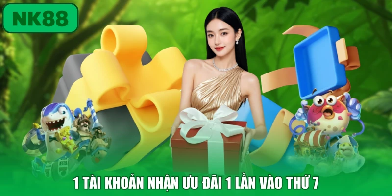 NK88 Tặng 88k Thứ 7 Hàng Tuần - Tri Ân Hội Viên Có Quà 4 1 tài khoản nhận ưu đãi 1 lần vào thứ 7